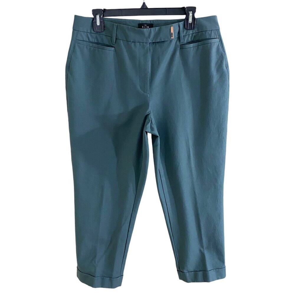 White House Black Market Sage Green The Slim Crop Pants Women's Size 10 Pockets